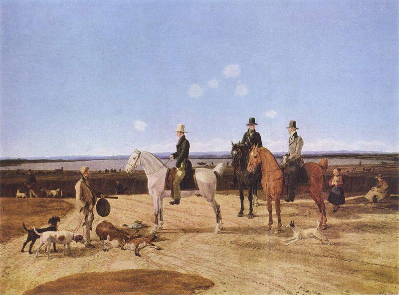 Wilhelm von Kobell Jager zu Pferd in oberbayerischer Landschaft